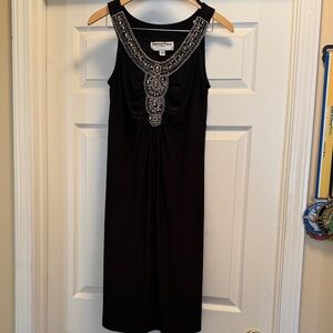 Elegant Black Beaded Midi Dress